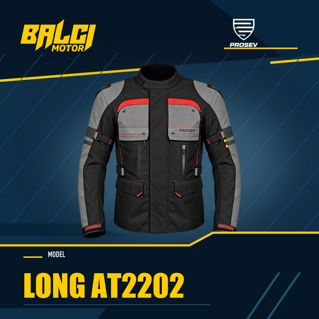 PROSEV LONG AT2202 Siyah / gri motosiklet montu